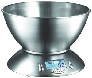 Waga kuchenna z misą max 5kg dokładność 1g timer tara alarm Inox Adler AD3134