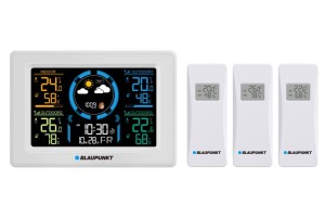 Stacja pogody bezprzewodowa 3 czujniki temperatura wilgotność ciśnienie Blaupunkt WS40WH