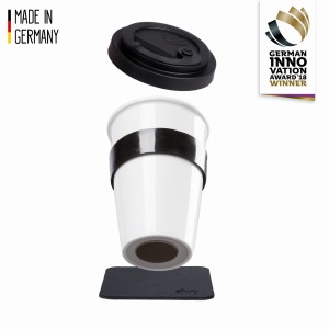 Magnetyczny kubek porcelanowy TO-GO pokrywka opaska podkładka  Silwy S038-1403-1-B