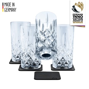 Magnetyczne szklanki kryształowe 300ml LONGDRINK podkładki 4 komplety Silwy  NM-LO-300-4