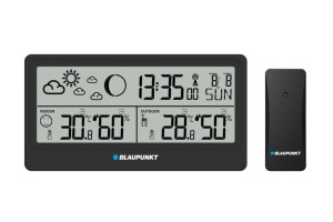 Stacja pogody bezprzewodowa temperatura wilgotność alarm Blaupunkt WS20BK