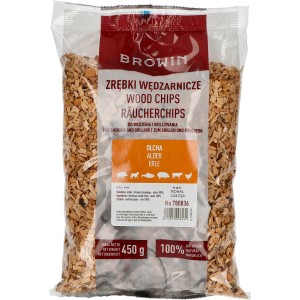 Zrębki wędzarnicze Olcha do wędzenia 450g kl.8 Browin 780836