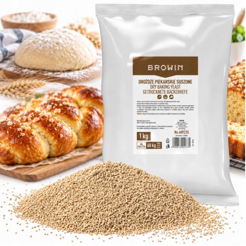 Drożdże piekarskie suche 1 kg instant piekarnicze do pieczywa ciast Browin 409235