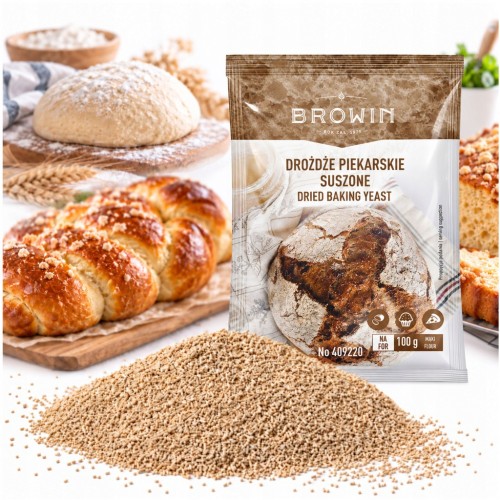 Drożdże piekarskie suche 100 g instant piekarnicze do pieczywa ciast Browin 409220