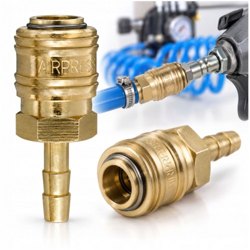 Szybkozłącze pneumatyczne Euro na wąż 9 mm mosiężne Airpress 4301509