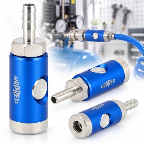 Szybkozłącze pneumatyczne bezpieczne Euro na wąż 8 mm Airpress 43E708