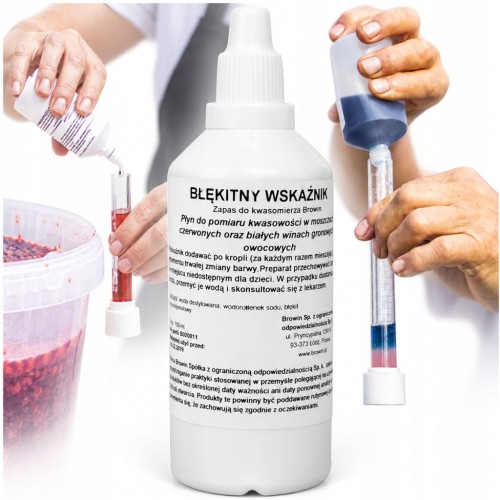 Odczynnik do pomiaru kwasowości moszczu, płyn do kwasomierza 100 ml Browin  405560